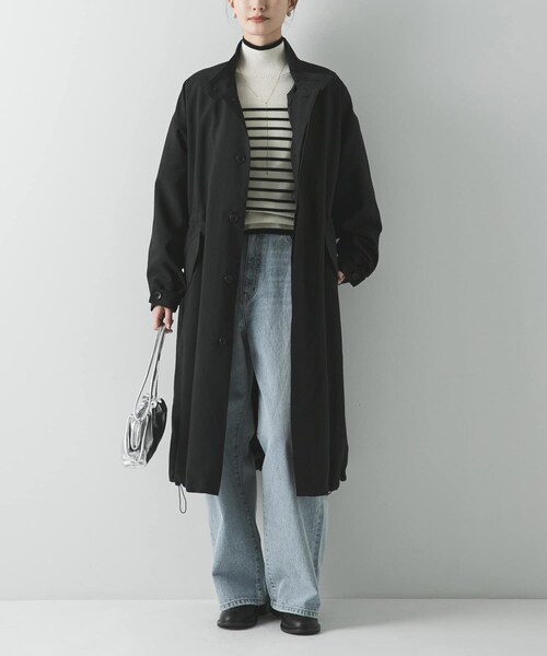 URBAN RESEARCH（アーバンリサーチ）の「『WEB限定』インナーダウン付スタンドカラーロングコート（テーラードジャケット・レディース・BLACK/KHAKI・Free）」の5枚目の写真