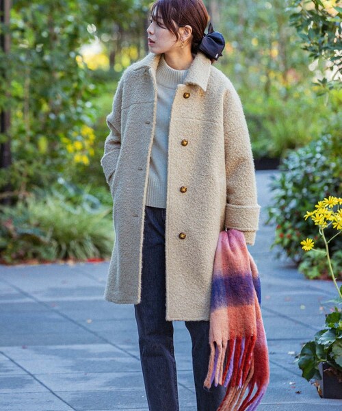 URBAN RESEARCH ROSSO（アーバンリサーチロッソ）の「F by ROSSO　『UR TECH』ブークレステンカラーコート（ステンカラーコート・レディース・BEIGE/NAVY・Free）」の17枚目の写真