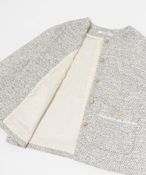 URBAN RESEARCH（アーバンリサーチ）の「ツイードノーカラージャケット（ノーカラージャケット・レディース・OFF MIX/BLACK MIX・FREE）」の13枚目の写真