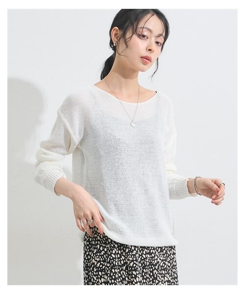 nissen（ニッセン）の「涼しく快適！ウォッシャブル和紙ライクボートネックシアニットプルオーバー＜大きいサイズ有＞（ニット/セーター・レディース・黒/スモーキーブルー/オフホワイト・S/M/L/LL/3L/4L/5L/6L）」の19枚目の写真