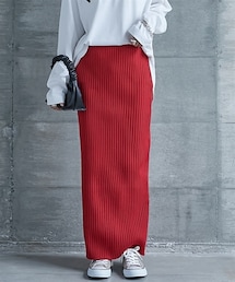 GEVS. | 大きいサイズ ワイドリブロングニットタイトスカート GEVS.(スカート)