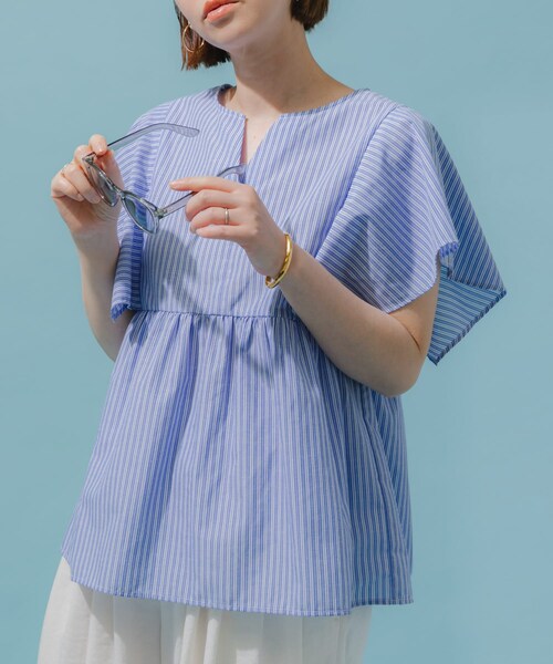 URBAN RESEARCH ROSSO（アーバンリサーチロッソ）の「『UR TECH』F by ROSSO　スクエアスリーブブラウス（シャツ/ブラウス・レディース・BLUE ST/GRAY/MINT/PINK/NAVY・FREE）」の6枚目の写真