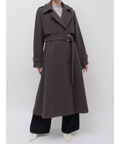 dazzlin（ダズリン）の「2WAYカラーウールライクトレンチコート（トレンチコート・レディース・ブラウン/アイボリー/ネイビー/グレー/ブラック・S/M）」の12枚目の写真