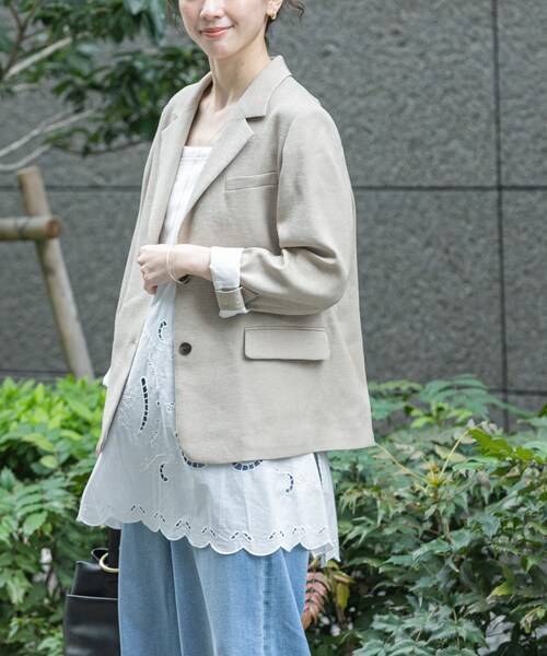 URBAN RESEARCH（アーバンリサーチ）の「リネンライクテーラードジャケット（テーラードジャケット・レディース・BEIGE/BLACK・36/38）」の13枚目の写真