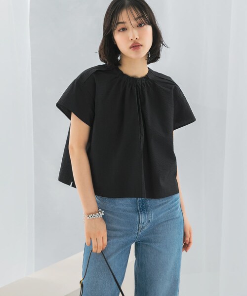 URBAN RESEARCH ROSSO（アーバンリサーチロッソ）の「シアサッカーショートギャザーブラウス（シャツ/ブラウス・レディース・WHITE/GREEN/BLACK・FREE）」の20枚目の写真