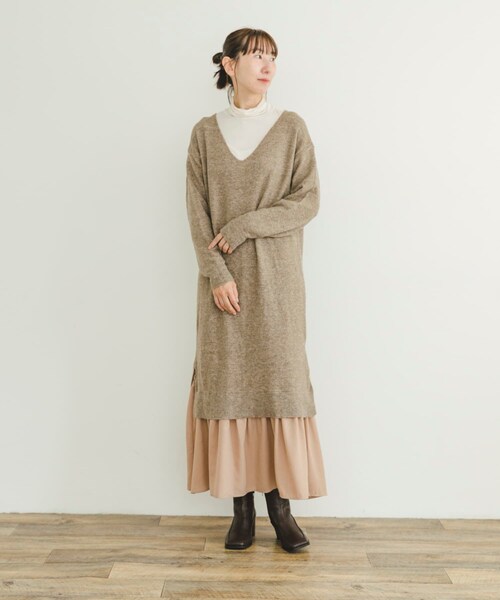 ITEMS URBANRESEARCH（アイテムズ アーバンリサーチ）の「ニットベストセットワンピース（ワンピース・レディース・GRY/L.BRN・FREE）」の19枚目の写真
