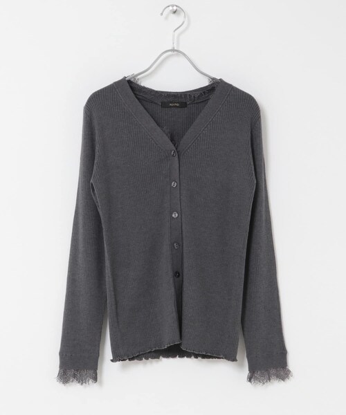 URBAN RESEARCH ROSSO（アーバンリサーチロッソ）の「レーストリミングVネックリブニット（ニット/セーター・レディース・IVORY/BLACK/GRAY/LIGHTPINK・Free）」の11枚目の写真