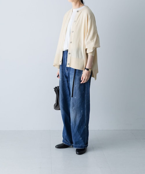 かぐれ（カグレ）の「ハイツイストコットンワイドカーディガン（カーディガン/ボレロ・レディース・IVORY/BLACK/MINT GRAY・Free）」の6枚目の写真