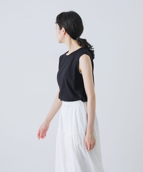 かぐれ（カグレ）の「フライスノースリーブカットソー（タンクトップ・レディース・GREGE/OFF/BLACK・FREE）」の15枚目の写真