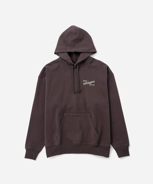 Saturdays NYC(サタデーズ ニューヨークシティ )の「Warren Vintage Serif Relaxed Hoodie(パーカー・レディース・チャコール/ネイビー/イエロー・L/M/S/XL)」の10枚目の写真