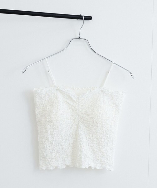 VIS(ビス)の「【洗える】シャーリングキャミソール(キャミソール・レディース・ブラック/ホワイト/ピンク系・F)」の6枚目の写真