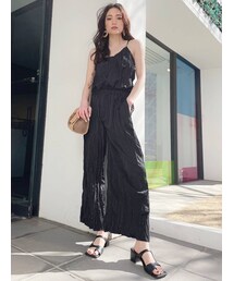 GYDA | BACKレースアップ ワッシャープリーツロンパース(つなぎ/オールインワン)