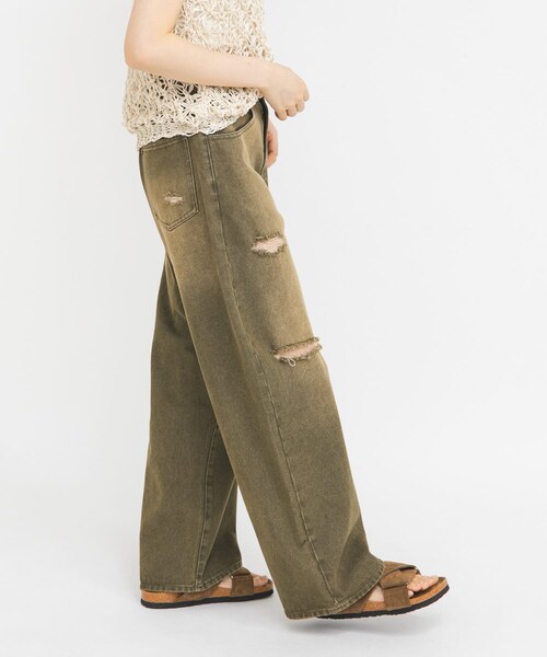 KBF（ケイビーエフ）の「マッドクラッシュデニム（デニムパンツ・レディース・KHAKI/BLUE・36/38）」の6枚目の写真