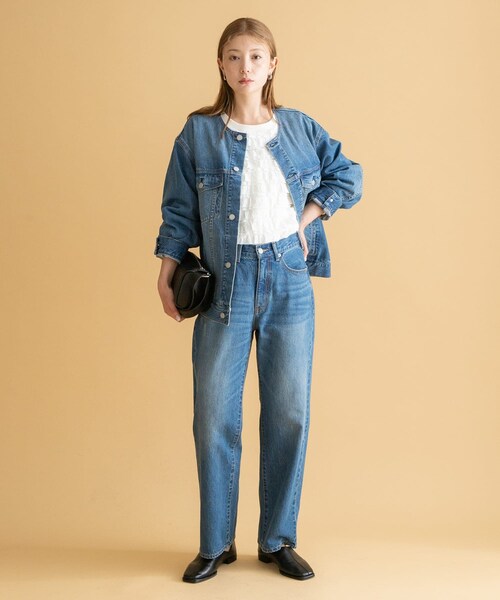 URBAN RESEARCH Sonny Label（アーバンリサーチサニーレーベル）の「ノーカラーオーバーサイズGジャン（デニムジャケット・レディース・インディゴ/グレー・FREE）」の20枚目の写真