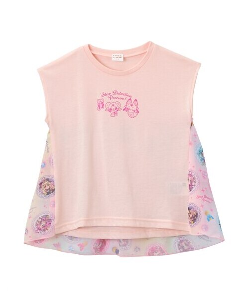 nissen（ニッセン）の「【名探偵プリキュア！】後ろ切替総柄シフォンプリントTシャツ（女の子）（Tシャツ/カットソー・キッズ・パープル/ピンク・100/110/120）」の5枚目の写真