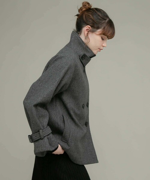 URBAN RESEARCH Sonny Label（アーバンリサーチサニーレーベル）の「メルトンジャージースタンドカラーコート（テーラードジャケット・レディース・チャコール/グレー/ベージュ・FREE）」の10枚目の写真
