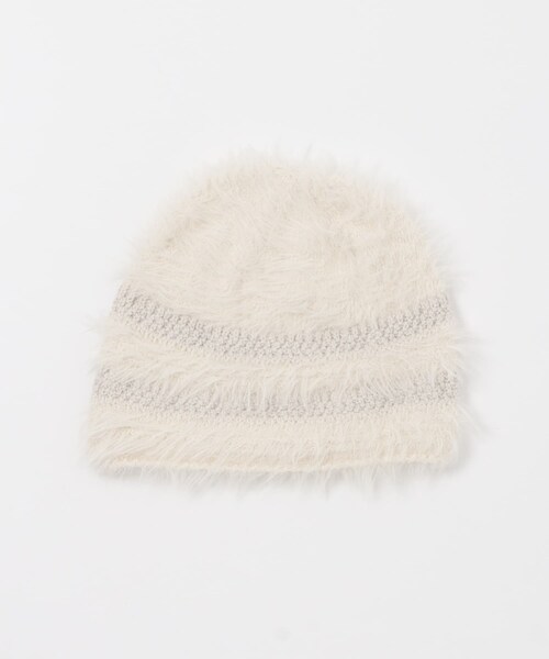 KBF（ケイビーエフ）の「ラインデザインシャギーニットビーニー（ニットキャップ/ビーニー・レディース・IVORY/BROWN/CHARCOAL・One）」の9枚目の写真