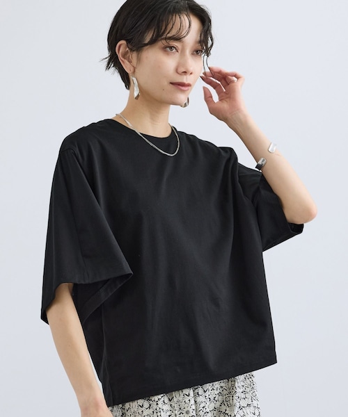 ADAM ET ROPE'(アダムエロペ)の「プリマベールハーフスリーブTシャツ / UVケア(Tシャツ/カットソー・レディース・ブラック/オフホワイト/キャメル・F)」の12枚目の写真