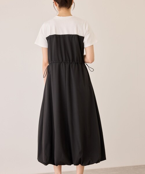 Jayro（ジャイロ）の「半袖ドッキングバルーンワンピース（ワンピース・レディース・ブラック/チャコール/カーキ・M）」の10枚目の写真