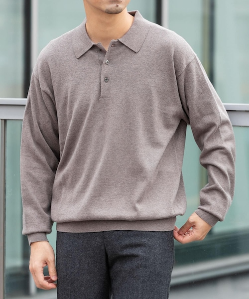 URBAN RESEARCH ROSSO（アーバンリサーチロッソ）の「コットンカシミヤニットポロシャツ（ニット/セーター・メンズ・GRAY/BLACK/IVORY/GREIGE・M/L）」の3枚目の写真