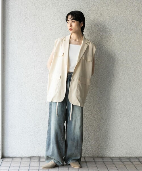 KBF（ケイビーエフ）の「ミリタリーシアーベスト（テーラードジャケット・レディース・D.BROWN/L.BEIGE/BISCUIT・one）」の22枚目の写真