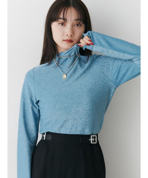 jouetie（ジュエティ）の「ラメハイネックトップス（Tシャツ/カットソー・レディース・オフホワイト/ブラック/レッド/グリーン/ブルー・M）」の21枚目の写真