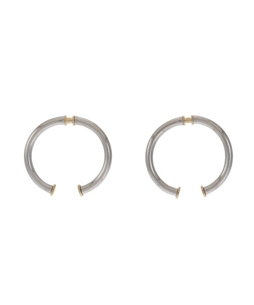 UN3D.（アンスリード）の「W PARTS RING PIERCE（ピアス（両耳用）・レディース・ネイビー/ブラウン/シルバー/ゴールド・F）」の5枚目の写真