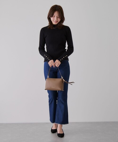 Jayro（ジャイロ）の「袖口ボタンタートルリブニットプルオーバー（ニット/セーター・レディース・ブラック/グレー/ライトグレー/ホワイト系/ブルー/ピンク/ワイン・M）」の22枚目の写真