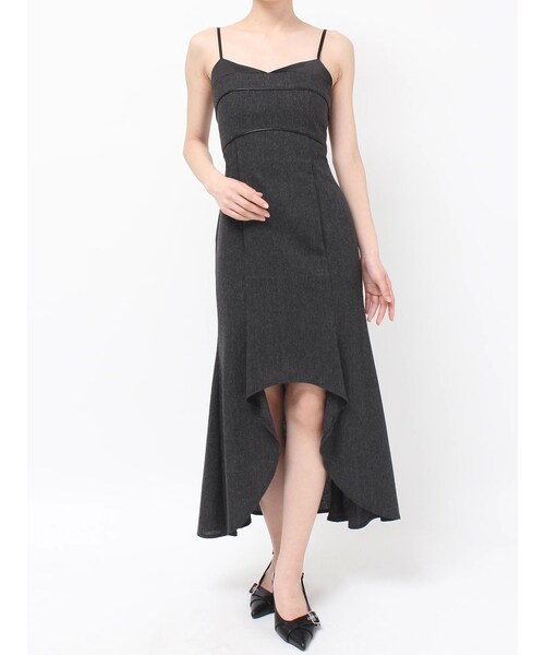 RESEXXY（リゼクシー）の「バイカラーアシンメトリーキャミワンピース（ワンピース・レディース・グレー/ブラック/ブラウン・F）」の3枚目の写真
