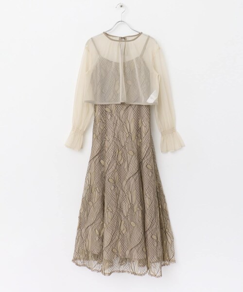 URBAN RESEARCH ROSSO（アーバンリサーチロッソ）の「チュールブラウス付き配色レースドレス（ワンピース・レディース・beige/purple/charcoal・FREE）」の19枚目の写真