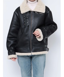 Ungrid | フェイクムートンボアブルゾン(ムートンコート)