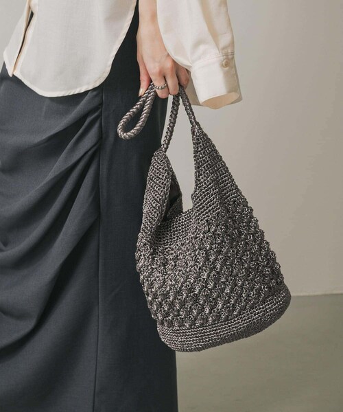 SENSE OF PLACE by URBAN RESEARCH（センスオブプレイスバイアーバンリサーチ）の「メタリックヤーンバッグ（ハンドバッグ・レディース・SILVER/CHARCOAL/MIX/RED・one）」の6枚目の写真