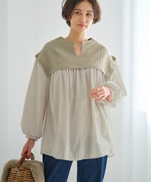 nissen | ニット切替異素材使いチュニックブラウス【Otona Purete】(シャツ/ブラウス)