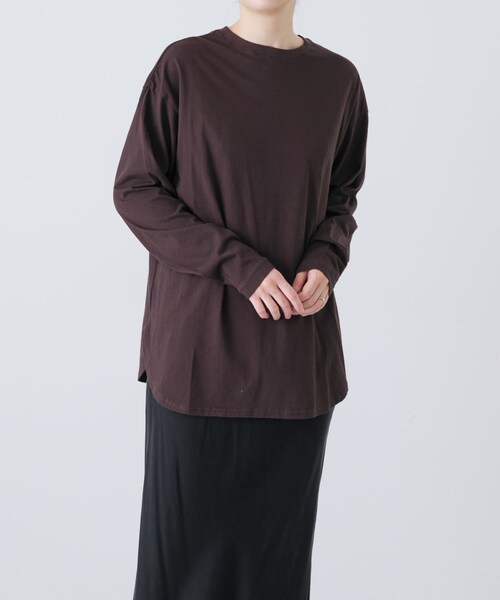 かぐれ（カグレ）の「コットンクルーネックカットソー（Tシャツ/カットソー・レディース・OFF/BLACK/BROWN・Free）」の4枚目の写真