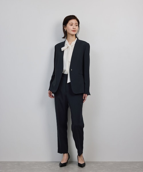 ROPE'（ロペ）の「トリアセダブルクロス Ｖネックジャケット/イージーケア・セットアップ対応・25AW（ノーカラージャケット・レディース・ネイビー・36/38/40）」の11枚目の写真