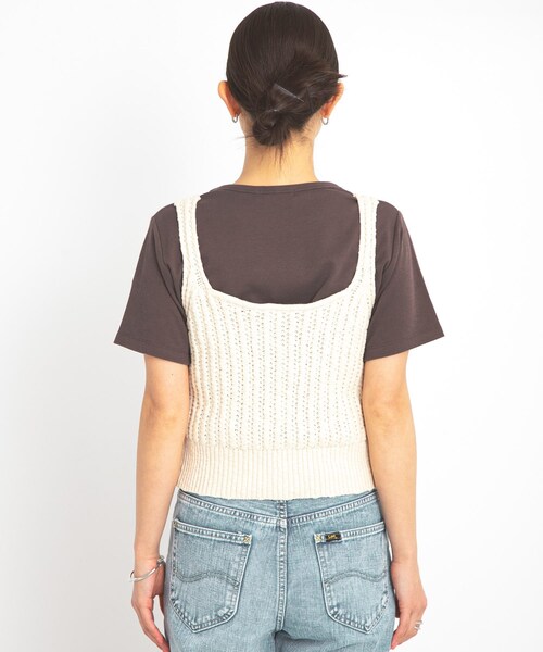 URBAN RESEARCH Sonny Label（アーバンリサーチサニーレーベル）の「2WAY透かし編みニットビスチェ（キャミソール・レディース・ネイビー/アイボリー/ピンク・FREE）」の5枚目の写真