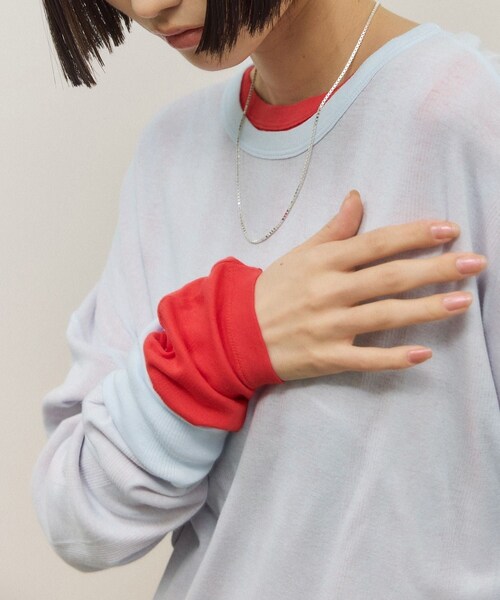 ADAM ET ROPE'（アダムエロペ）の「【Miller for ADAM ET ROPE'】別注 L/S SHEER TEE（2PACK）（Tシャツ/カットソー・レディース・ホワイト/レッド・F）」の18枚目の写真