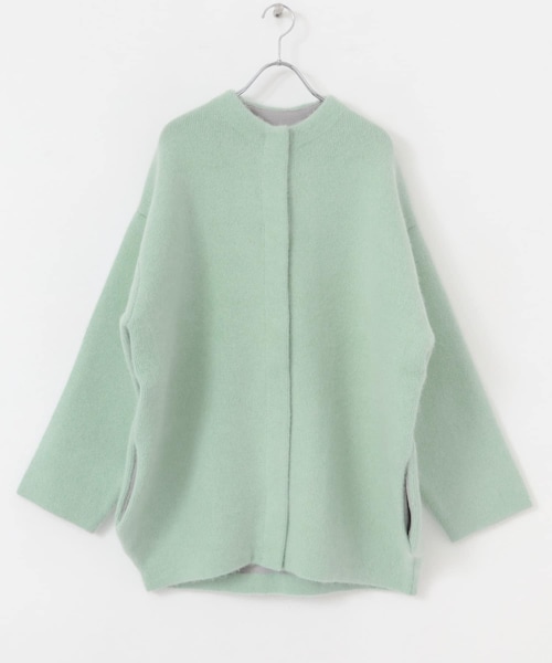 URBAN RESEARCH ROSSO（アーバンリサーチロッソ）の「ELENDEEK　CN RACCOON MIX WCD（カーディガン/ボレロ・レディース・IVY/LGRY/RED/MINT/BEG・1/2）」の4枚目の写真