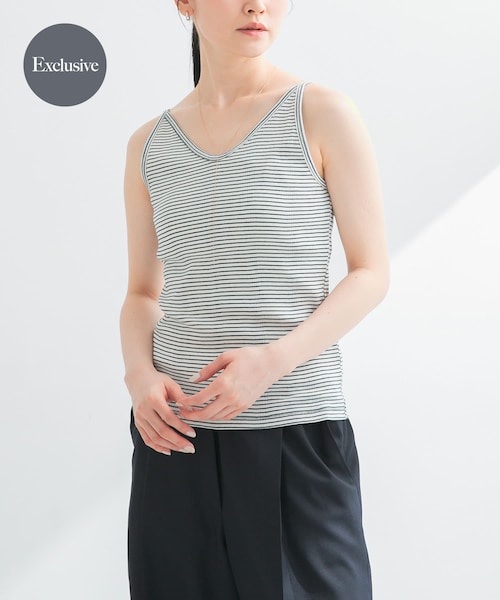 URBAN RESEARCH（アーバンリサーチ）の「『別注』Miller×URBAN RESEARCH　Prib Cami tank（キャミソール・レディース・IVORY/NVY BORDER/CHARCOAL・FREE）」の3枚目の写真