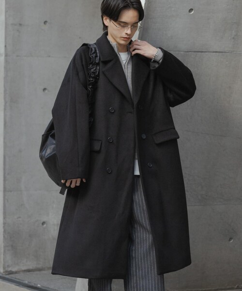 SENSE OF PLACE by URBAN RESEARCH(センスオブプレイスバイアーバンリサーチ)の「ウールブレンドダブルロングコート(テーラードジャケット・メンズ・BLACK/MOCHA・M/L)」の7枚目の写真