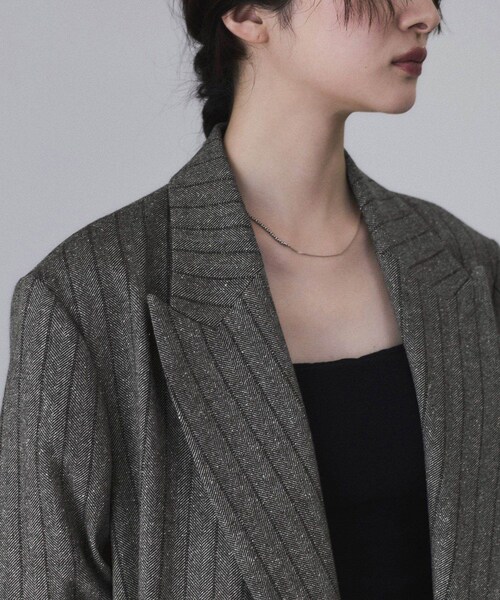 ADAM ET ROPE'（アダムエロペ）の「ダブルブレストツイード＆チェックジャケット（テーラードジャケット・レディース・グレー/ブラウン・36/38）」の11枚目の写真