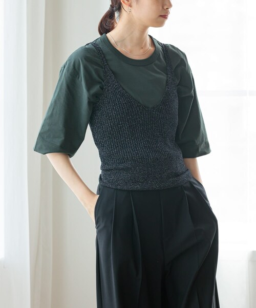 URBAN RESEARCH（アーバンリサーチ）の「ニットキャミソール（キャミソール・レディース・LAME BLACK/BROWN・FREE）」の10枚目の写真