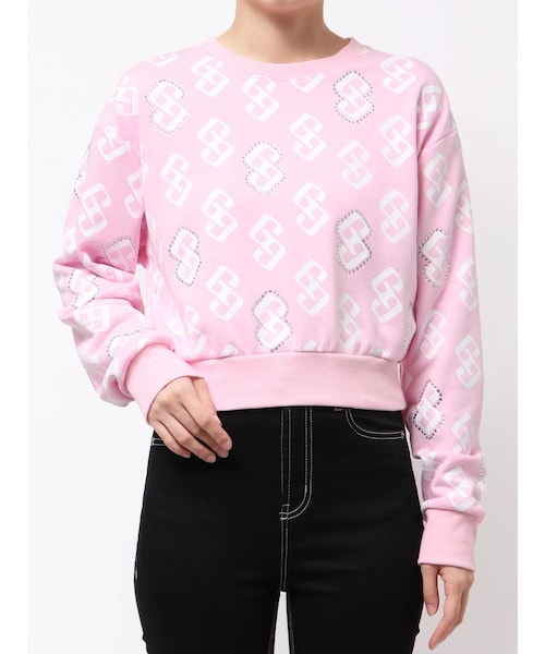 GYDA（ジェイダ）の「GG pattern bijouスウェットトップス（スウェット・レディース・グレー/ブラック/ピンク・F）」の7枚目の写真