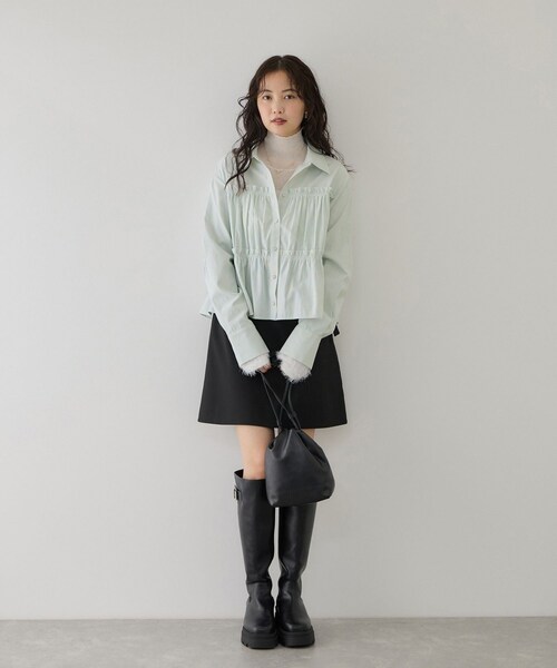 VIS（ビス）の「ビスチェシャーリングシャツ（シャツ/ブラウス・レディース・ベージュ系/グリーン系/ブルー系・F）」の6枚目の写真