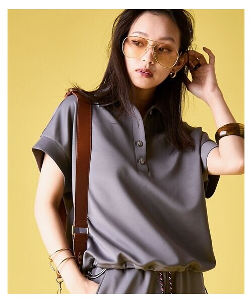 nissen（ニッセン）の「ショート丈ポロシャツ＜大きいサイズ有＞GEVS.（ポロシャツ・レディース・グレー/黒・M/L/LL/3L/4L/5L/6L/8L/10L）」の16枚目の写真