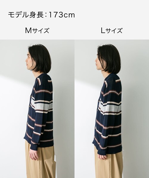 URBAN RESEARCH Sonny Label（アーバンリサーチサニーレーベル）の「マルチボーダーニットカーディガン（カーディガン/ボレロ・メンズ・ネイビー/オフ/イエロー・M/L）」の14枚目の写真