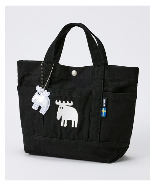 nissen（ニッセン）の「moz（モズ）　多収納ミニキャンバストートバッグ（リフレクター付）（トートバッグ・メンズ・ブラック×ホワイト/ネイビーストライプ(ヒッコリー)/グレー/スモーキーグリーン・Y）」の5枚目の写真