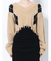 EMODA | ワイドクロップドVニット(ニット/セーター)