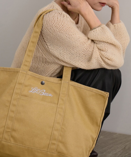 ADAM ET ROPE'（アダムエロペ）の「【J'aDoRe・店舗限定】【L.L.Bean for SALON（エル・エル・ビーン）】別注ミドルグローサリートート（トートバッグ・レディース・キャメル系/ベージュ系/カーキ系/ブルー系/イエロー系・F）」の5枚目の写真