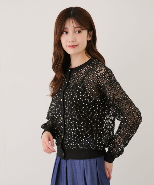 Jayro(ジャイロ)の「フラワーシアーカーディガン(カーディガン/ボレロ・レディース・ブラック系/ホワイト系・F)」の6枚目の写真